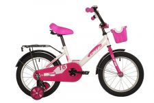 Велосипед FOXX 16" SIMPLE белый, сталь, тормоз нож, крылья, багажник, перед.корзина, полная защ.цепи                                                                                                                                                      