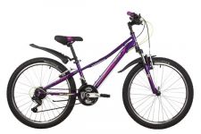 Велосипед NOVATRACK 24" VALIANT сталь.рама 12, фиолетовый, 18-скор, TY21/TS38/SG-6SI, V-brake, корот                                                                                                                                                      