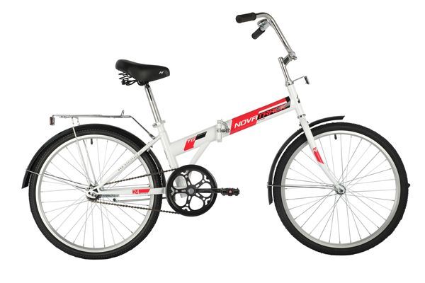 Велосипед NOVATRACK 24" складной, белый, TG,тормоз нож, двойной обод, багажник, сидение комфорт                                                                                                                                                           