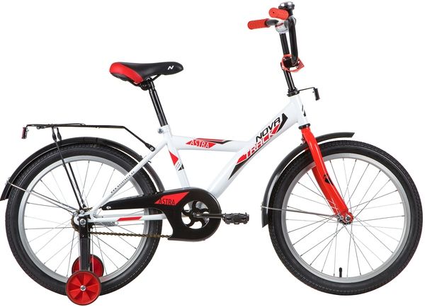 Велосипед NOVATRACK 20" ASTRA белый, тормоз нож, крылья, багажник, защита А-тип                                                                                                                                                                           