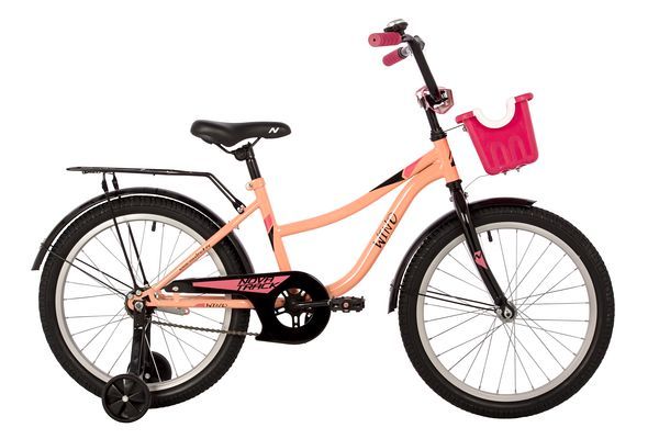 Велосипед NOVATRACK 20" WIND коралловый, защита цепи А-тип, ножной тормоз., крылья, багажник, пер.ко                                                                                                                                                      