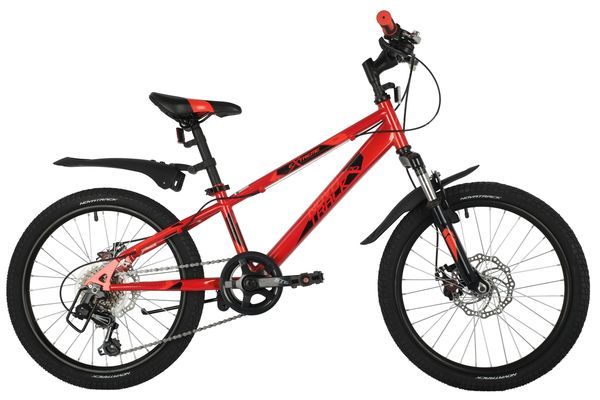 Велосипед NOVATRACK 20" EXTREME красный,  сталь, 6 скор., Shimano TY21/Microshift TS38, дисковый тор                                                                                                                                                      