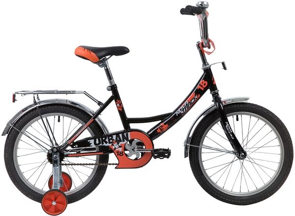 Велосипед NOVATRACK 18" URBAN чёрный, защита А-тип, тормоз нож, крылья и багажник хром                                                                                                                                                                    