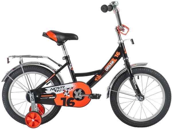 Велосипед NOVATRACK 16" URBAN чёрный, полная защ.цепи, тормоз нож, крылья и багажник хром                                                                                                                                                                 
