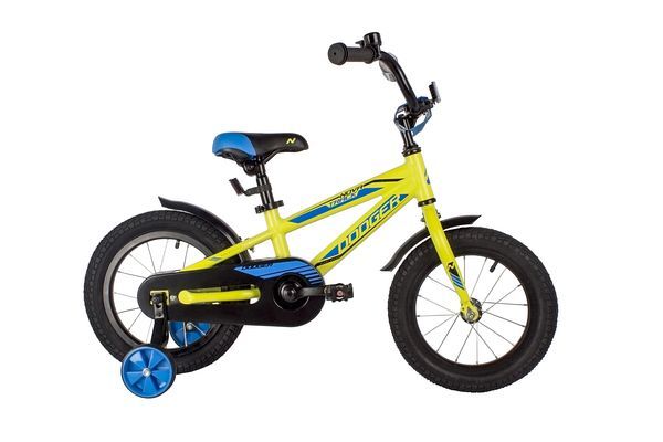 Велосипед NOVATRACK 14" DODGER алюм.,зелёный, тормоз нож, короткие крылья, полная защита цепи                                                                                                                                                             