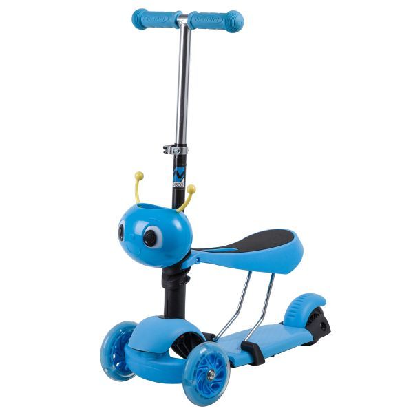 Самокат Novatrack Disco-kids Saddle для детей, трансформер, свет.колеса PU 120*90мм, голубой                                                                                                                                                              