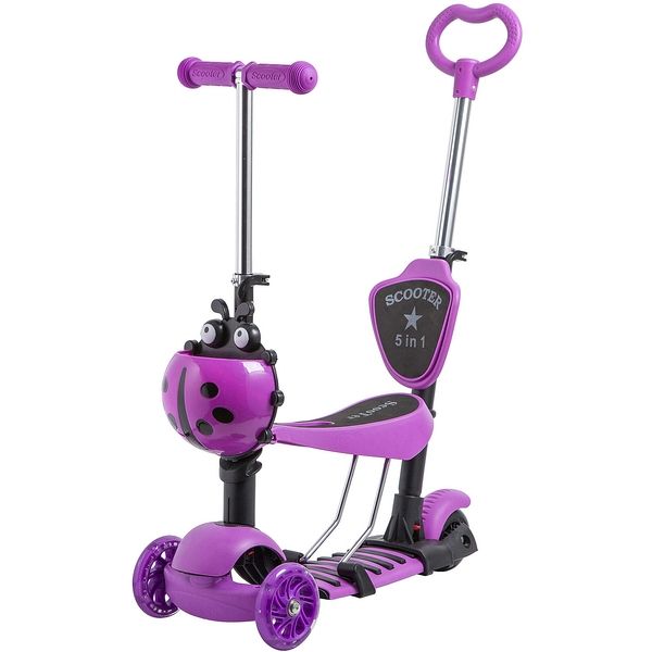 Самокат Novatrack Disco-kids Saddle PRO для детей, трансформер, свет.колеса PU 120*90мм, фиолетовый                                                                                                                                                       